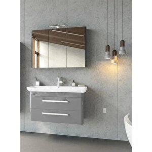 Rose 100 Cm Parlak Gri Banyo Dolabı Takımı