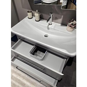 Rose 100 Cm Parlak Gri Banyo Dolabı Takımı