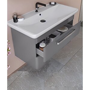 Rose 100 Cm Parlak Gri Banyo Dolabı Takımı