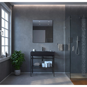 Capetown 80 Cm Siyah Banyo Dolabı Takımı