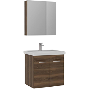 Enez 65 Cm Tesbih Ceviz Banyo Dolabı Takımı (dolaplı Ayna)