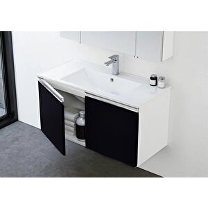 Terme 100 Cm Siyah Kapaklı Banyo Dolabı Takımı