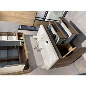 Nova 100 Cm Ceviz Banyo Dolabı Takımı