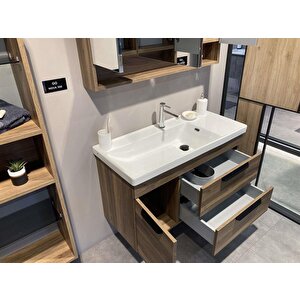 Nova 100 Cm Ceviz Banyo Dolabı Takımı