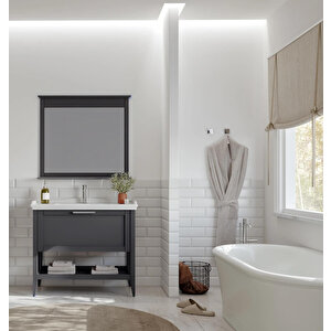 Bastle 80 Cm Antrasit Banyo Dolabı Takımı