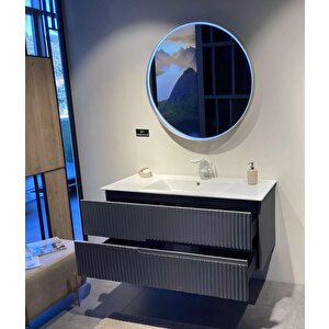 Moonlight 120 Cm Mat Antrasit Banyo Dolabı Takımı