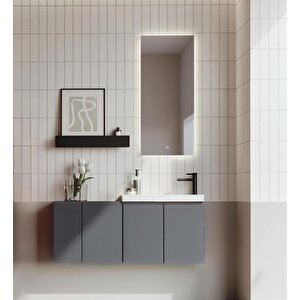 Ferla 110 Cm Mat Gri Banyo Dolabı Takımı