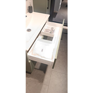 Orka Bari 100 Cm Mat Yeşil Banyo Dolabı Takımı (ledli Ayna)