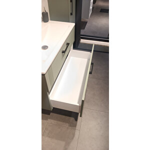 Orka Bari 100 Cm Mat Yeşil Banyo Dolabı Takımı (ledli Ayna)