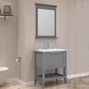 Bastle 65 Cm Mat Gri Banyo Dolabı Takımı