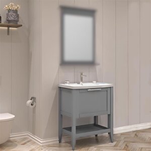 Bastle 65 Cm Mat Gri Banyo Dolabı Takımı