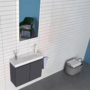 Ferla 60 Cm Mat Antrasit Banyo Dolabı Takımı
