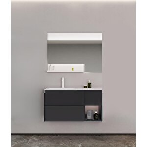 Milano 120 Cm Mat Antrasit Banyo Dolabı Takımı