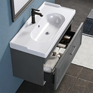 Orka Design 85 Cm Mat Antrasit Banyo Dolabı Takımı