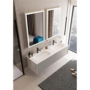 Cube 160 Cm Mat Vizon Banyo Dolabı Takımı