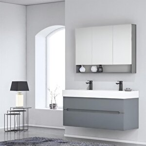 Malta 120 Cm Mat Gri Banyo Dolabı Takımı