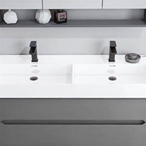 Malta 120 Cm Mat Gri Banyo Dolabı Takımı