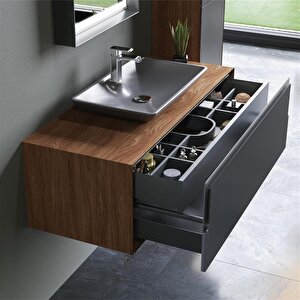 Craft 120 Cm Ceviz Antrasit Banyo Dolabı Takımı