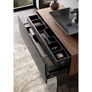 Orka Craft 120 Cm Ceviz Antrasit Banyo Dolabı Takımı