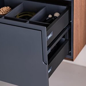 Orka Craft 120 Cm Ceviz Antrasit Banyo Dolabı Takımı