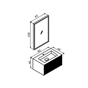 Cube 80 Cm Mat Vizon Banyo Dolabı Takımı