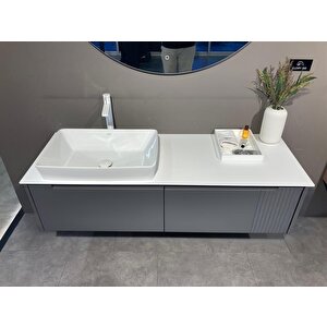 Biella 140 Cm Antrasit Ledli Banyo Dolabı Takımı