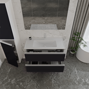 Terme 100 Cm Siyah Çekmeceli Banyo Dolabı Takımı