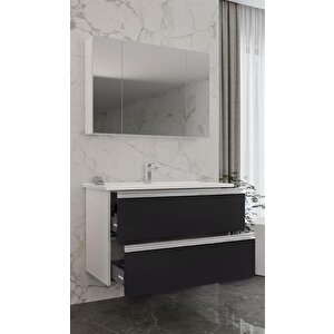 Terme 100 Cm Siyah Çekmeceli Banyo Dolabı Takımı
