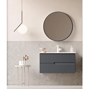 Moonlight 90 Cm Mat Antrasit Banyo Dolabı Takımı