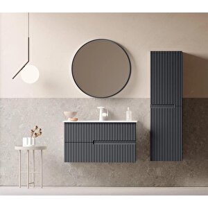 Moonlight 90 Cm Mat Antrasit Banyo Dolabı Takımı