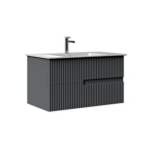 Moonlight 90 Cm Mat Antrasit Banyo Dolabı Takımı