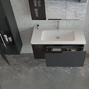 Pure 100 Cm Mat Antrasit Banyo Dolabı Takımı