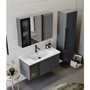Orka Pure 100 Cm Mat Antrasit Banyo Dolabı Takımı
