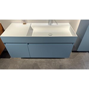 Orka Lusso 120 Cm Mat Mavi Ledli Ayna Banyo Dolabı Takımı
