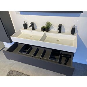 Malta 120 Cm Mat Antrasit Banyo Dolabı Takımı
