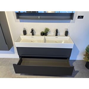 Malta 120 Cm Mat Antrasit Banyo Dolabı Takımı