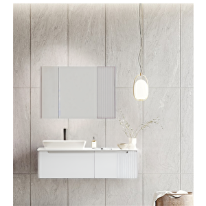 Biella 120 Cm Beyaz Banyo Dolabı Takımı