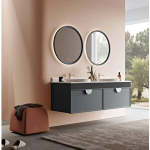 Molino 160 Cm Mat Antrasit Lake Banyo Dolabı Takımı