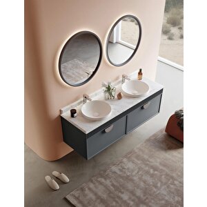 Orka Molino 160 Cm Mat Antrasit Lake Banyo Dolabı Takımı