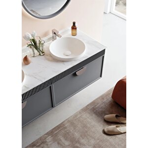Orka Molino 160 Cm Mat Antrasit Lake Banyo Dolabı Takımı