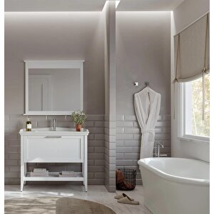 Bastle 80 Cm Mat Beyaz Banyo Dolabı Takımı