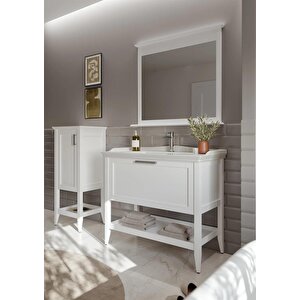 Bastle 80 Cm Mat Beyaz Banyo Dolabı Takımı
