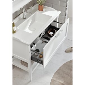Bastle 80 Cm Mat Beyaz Banyo Dolabı Takımı
