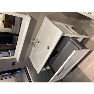 Orka Bastle 80 Cm Mat Beyaz Banyo Dolabı Takımı