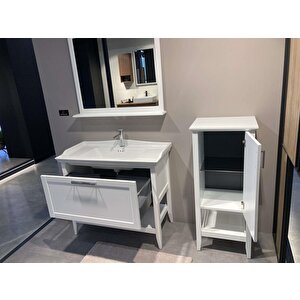Orka Bastle 80 Cm Mat Beyaz Banyo Dolabı Takımı
