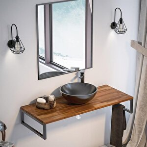 Kestel 95 Cm Ceviz Banyo Dolabı Takımı