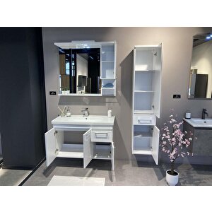 Orka Perge 100 Cm Parlak Beyaz Banyo Dolabı Takımı