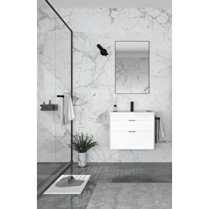 Trio 65 Cm Çekmeceli Beyaz Banyo Dolabı Takımı
