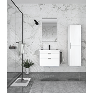 Trio 65 Cm Çekmeceli Beyaz Banyo Dolabı Takımı