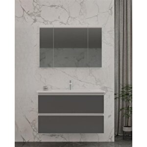 Terme 100 Cm Gri Çekmeceli Banyo Dolabı Takımı